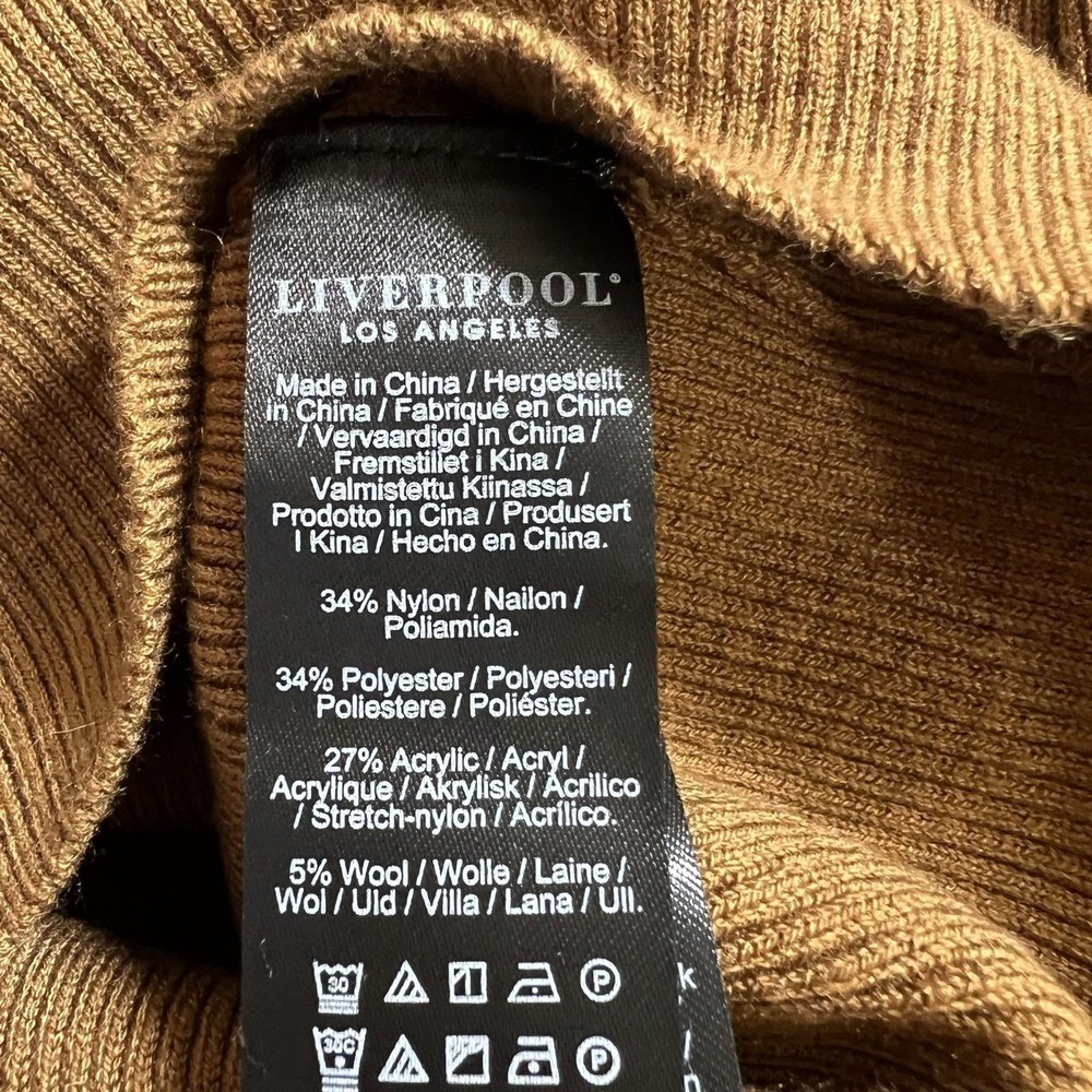 Liverpool Ribbed V-Neck Polo Sweater Large Preppy Euro Autumn Brown Luxe Paris - Picture 9 of 13